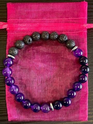 Amethyst Lava Stone Bracelet