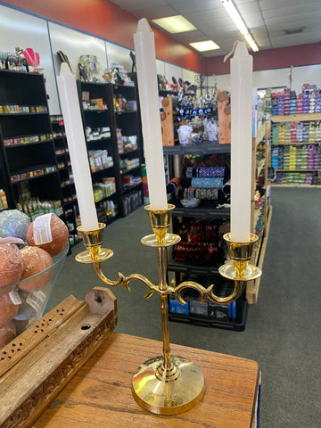 Solid Brass 3 Light Candle Holder 9''L x 9''H