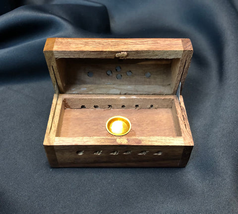 Small wooden Coffin Incense Burner